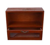 ifundom Vintage Wooden Display Shadow Case with Detailed Carvings, Small Freestanding Desktop Storage Cabinet for Cups and Miscellaneous Items, for Home Decor and Kitchen Countertop