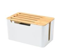 ifundom White Cable Box Power Line Manager Box Easy to Install Long-serving Time Natural Bamboo Material for Room and Toilet Wiring Board Storage