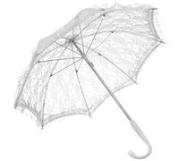 ifundom White Lace Parasol Umbrella Vintage Style Wedding Bridal Decoration Photo Prop Small Size for Dance Performance and Tea Party