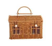 ifundom Wicker Doll House Storage Basket with Lid Handwoven Rattan Box for Wedding Birthday Party Treats and Home Decor