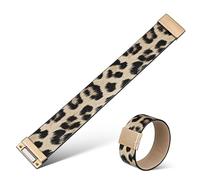 ifundom Wide Leopard Print Bangle Bracelet for Women Animal Print Wrap Cuff with Secure Closure Lightweight Comfortable Wrist Jewelry for Stylish Outfit Pairing