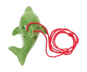 ifundom Wind Instrument Random Color Ceramic Ocarina Beginner 6-holes for Uniform Sound with Rope and Burr-free Play, Portable Green Dolphin Design for Children Practice and Wind Instrument Beginners