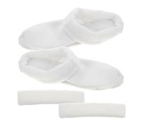 ifundom Winter Removable Plush Cotton Shoe Liners with Short Heel Band, Thick Soft Warm Inserts for Cold Weather, White Size 32-33, Unisex Shoes Warm Lining for Slippers and Boots