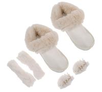 ifundom Winter Warm Plush Shoe Liners Set with Removable Thick Cotton Inner Socks, White Furry Boot Sleeve Inserts for Men and Women Uk Size 42-43, Cozy Breathable House Slippers Liners
