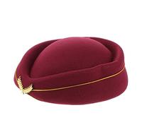 ifundom Women Air Stewardess Hat Woolen Flight Attendant Hat Stewardess Uniform Air Hostess Cap for Halloween Cosplay Costume Red