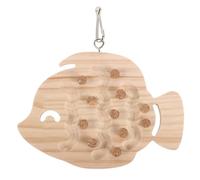 ifundom Wood Parrot Perch - Fish Shaped Bird Stand Feeder Foraging Toy Cage Hanging Accessory for Parakeet Lovebird Finch Conure Budgie Small Birds Parakeet