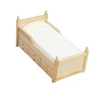 ifundom Wooden Dollhouse Bed Model Mini House Prop for DIY Decor Beautiful Realistic Design Multi Purpose Bedroom Accessory for Miniature Scenes Room Decor