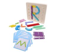ifundom Wooden Geoboard Educational for Montessori Learning Puzzle with Geometric Shapes and Letters Enhances Fine Motor Skills Concentration and Cognitive Development for Early Childhood