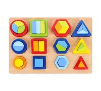 ifundom Wooden Geometric Shape Matching Puzzle for Montessori Educational Cognitive Learning Aid Teaching Early Development Game