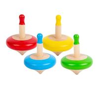 ifundom Wooden Gyro Toys for Boys and Girls, Colorful Child Tops Toys Set of 4, Spinning Gyro Playthings for Children’s Interactive Decompression and Home School Fun