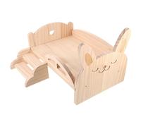 ifundom Wooden Hamster Platform Bed with Ladder Washable Small Pet Bed for Guinea Pigs Rabbits Squirrels Cage Playground Rest Platform