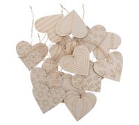 ifundom Wooden Heart-Shaped Hanging Ornaments for Valentines Day with Unique Engraving Design 32pcs Unfinished Beige Wood Slices Versatile Decorating Solution and Wedding Decor
