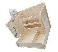 ifundom Wooden Multi-Function Rabbit Feeder with 250Ml Water Bottle, Wear-Resistant Hay Rack for Guinea Pigs, Hamsters, and Small Animals Cage Feeding Set