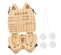 ifundom Wooden My First Tooth Box Souvenir Storage Kids Keepsake Box Teeth Shape Keepsake Compact with Date Writing for Boys and Girls
