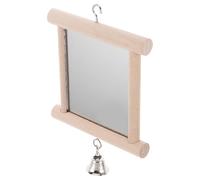 ifundom Wooden Parrot with Bell and Double Side Mirror for Birds and Parrots Cage Hanging Swing Sturdy Bird for Cockatiels