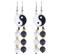 ifundom Yin Yang Tai Chi Earrings 2 Pairs Black White Bagua Alloy Drop Dangle Ear Accessories for Women Spiritual Jewelry
