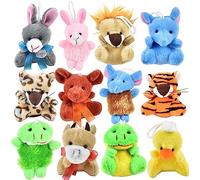 iFunLong 12pcs Mini Animal Plush Toy Set - Perfect Party Favors and Classroom Prizes for Kids 4-8 - Cute and Colorful Goodie Bag Stuffers