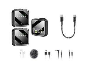 iFutniew 1 Drag 2 Type-C Connector Microphone M32S LCD Screen Wireless Lavalier Noise Canceling Reverb Bluetooth Microphone