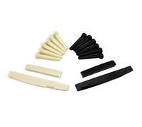 iFutniew 1 Sets Black and White ABS Bridge Pins & Saddle & Nut Replacement Parts for Acoustic Guitar