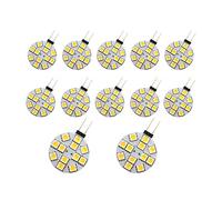 iFutniew 12PCS G4 Puck Lights LED Bulbs Side Pin Base Round G4 5050 12SMD LED RV Light Home Reading Light, Warm White