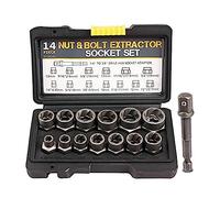 iFutniew 14 PCS Lug 3/8Inch Drive Impact Bolt Nut Extractor Set Black Steel Nut Remover Kit 1/4Inch-3/4Inch Twist Socket Tool Set
