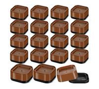 iFutniew 16 Piece Furniture Risers Adjustable Bed Risers Brown & Black Plastic 1.38Inch Stackable Heavy Duty Bed Lifts Risers Square Bed Raising