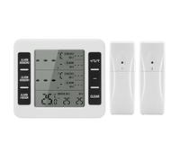 iFutniew 1Set Freezer Thermometer Wireless 2 Remote Sensors Alarm White Plastic Low Temperature Refrigerator Thermometer Clock
