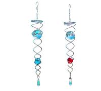iFutniew 2 PCS 2024 New Gazing Ball Spiral Wind Spinner Stabilizer Decorative Spiral Red & Blue Metal+Crystal Decorative Spiral Crystal