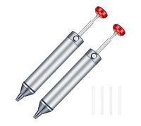 iFutniew 2 Pcs Solder Sucker Manual Vacuum Suction Tin No Clog Aluminum Desoldering Pump Solder Suction Device, Heat Resistant Silicone Suction-Nozzle