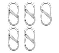 iFutniew 5 pcs Mini S Shape Key Chain Carabiner Fuse Clips (Silver)