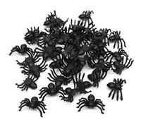 iFutniew 50x Plastic Black Spider Trick Toy Halloween Haunted House Prop Decor