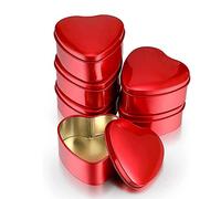 iFutniew 6PCS Heart Shaped Metal Tins Box with Lids Candy Boxes Heart Empty Tin Candies Jar for Valentines Day Birthday