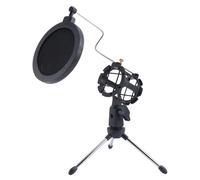 iFutniew Adjustable Microphone Stand Desktop Tripod for Computer Video Recording with Mic Windscreen Filter Cover