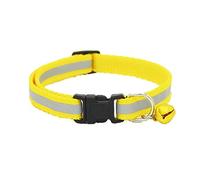 iFutniew Adjustable Reflective Pet Collar Safety Release Buckle with Bell for Cat Dog (Yellow)