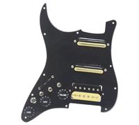 iFutniew Black 3 Ply Left Handed Electric Guitar Humbucker Pickguard Pickup Small Two-Rail Single Electric Guitar Pickup with Cutout with Singlecut Wiring Loaded Prewired Swith