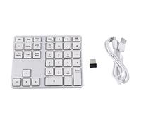 iFutniew Bluetooth 5.0 Wireless Numeric Keypad 35 Keys Digital Keyboard for Android PC Tablet Laptop,Silver White