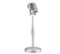 iFutniew Classic Retro Dynamic Vocal Microphone Vintage Mic Universal Stand for Live Performance Karaoke Studio Record Silver Easy Install Easy to Use