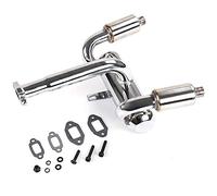 iFutniew CNC Metal 2X Twin Exhaust Pipe with Muffler for 1/5 Rovan Baja 5B 5T 5SC RC