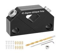 iFutniew Dowel Jig for Angled Dowel Joints, Dowel Jig Kit with Drill Bit,Hex Key, Stop Ring, Plastic Pocket Hole Plug and Screws Black Metal Dowel Jig Dowel Jig Kit 1Set