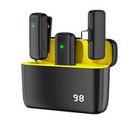 iFutniew Mini Microphone Black Microphone for Android with Charging Case, Plug and Play - Auto Sync - Noise Cancellation
