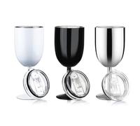 iFutniew Stainless Steel Wine Glasses with Stem and Lid, Double Walled Insulated Wine Tumbler, Unbreakable Goblets, Wine Glasses, 10 Oz, A