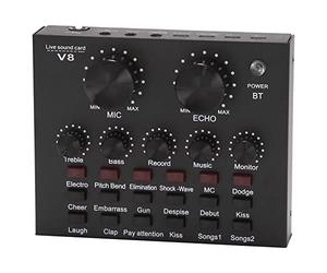 iFutniew V8 Sound Card Audio Set Interface External Usb Live Microphone Sound Card Bluetooth Function for Computer Pc Mobile Phone Singing Recording