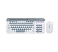 iFutniew Wireless Bluetooth Round Keycap Keyboard and Mouse Suitable for Tablets and Laptops Easy Install Easy to Use White