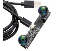IFWATER 3D Stereo USB Camera 120fps Global Shutter Printer USB Camera Module with 120 Degree No Distortion Synchronization Dual Lens PC Computer Camera Plug and Play for Raspberry Pi Mac Linux Windows