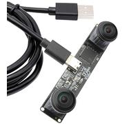 IFWATER Global Shutter High Speed USB Camera 210fps, 180° Fisheye Monochrome Dual Lens, Stereo 3D Vision,Plug and Play for 3D Printing/Lightburn/QR Scanning/VR/Face Recognition