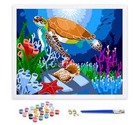 ifymei Paint by Numbers for Adults, Children, Beginners, DIY Gift Arts Kits with Brushes and Acrylic Pigment, 16x20 Inch Colorful Sea Turtle [Without Frame]