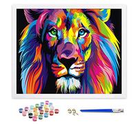 ifymei Paint by Numbers for Adults, Children, Beginners, DIY Gift Arts Kits with Brushes and Acrylic Pigment, 16x20 Inch Colorful Lion [Without Frame]