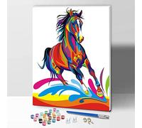ifymei Paint by Numbers for Adults, Children, Beginners, DIY Gift Canvas Painting Kits with Frame, 12x16 Inch Color Horse