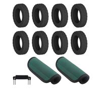 IFYON 8-Pack Black Luggage Wheel Covers (Fits 2"-2.4" Double Wheels) & 2-Pack Green Handle Wraps - Silicone Tire-Textured Wheel Protectors, Wet-Suit Material Handle Grips for Travel