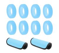 IFYON 8-Pack Luminous Blue Luggage Wheel Covers (Fits 2"-2.4" Double Wheels) & 2-Pack Blue Handle Wraps - Silicone Tire-Textured Wheel Protectors, Wet-Suit Material Handle Grips for Travel